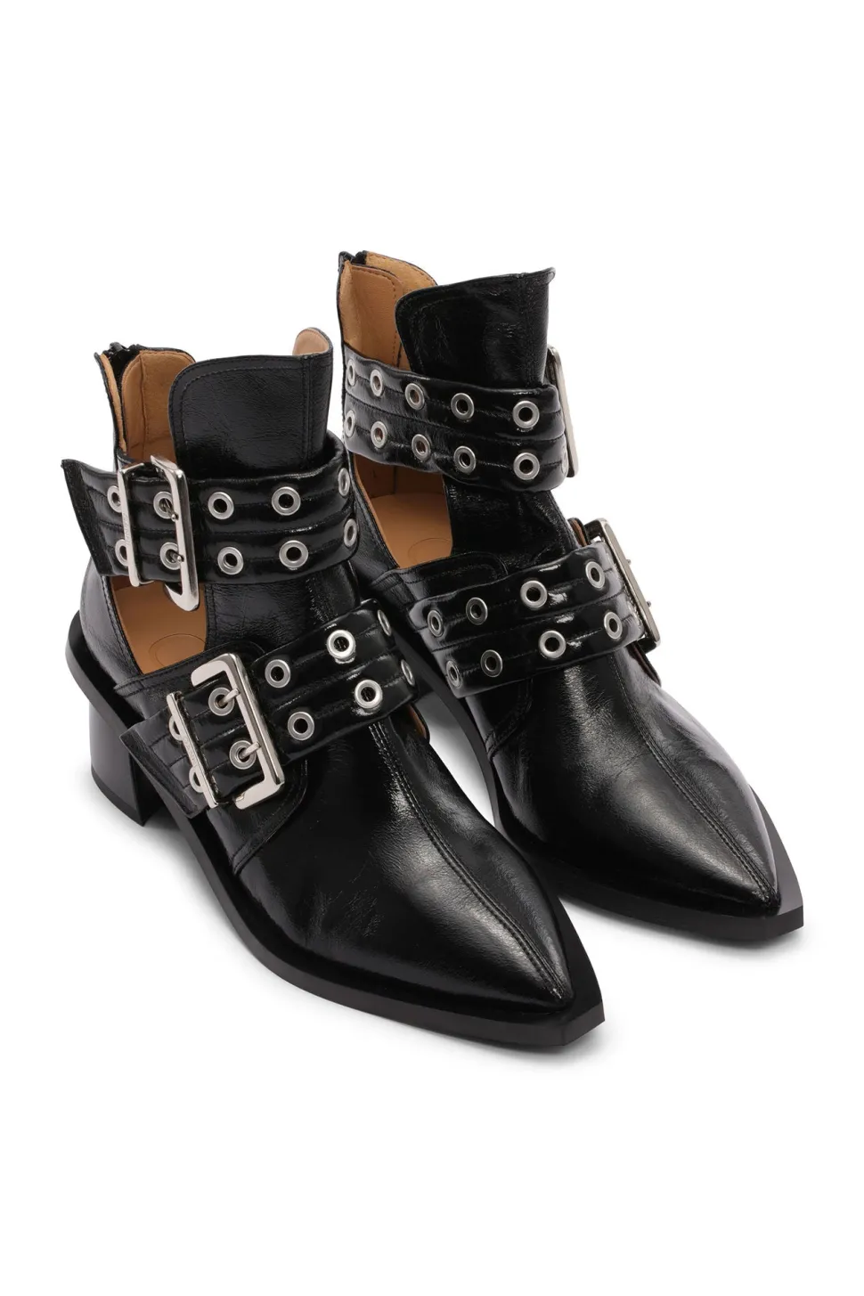Ganni - Chunky Buckle Open Cut Boot Naplack