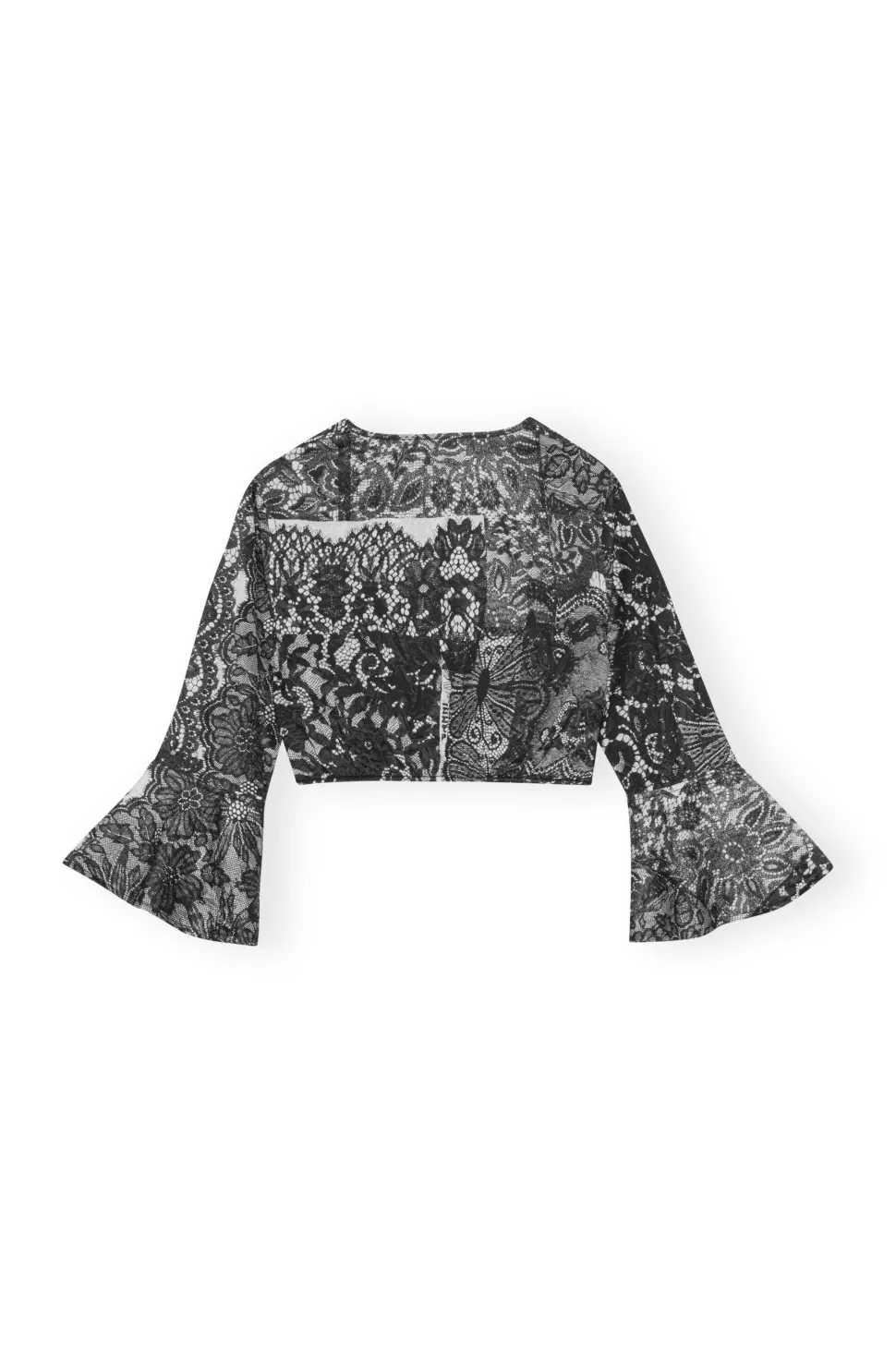 Ganni - Crinkled Satin Cropped Blouse