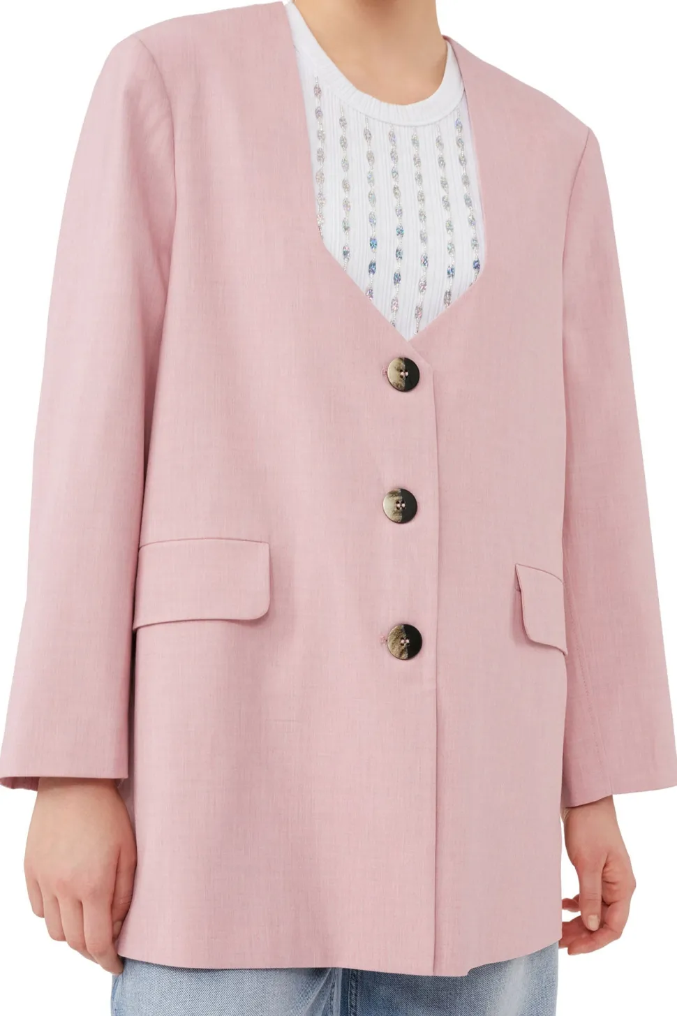 Ganni - Drapey Melange Oversized Blazer