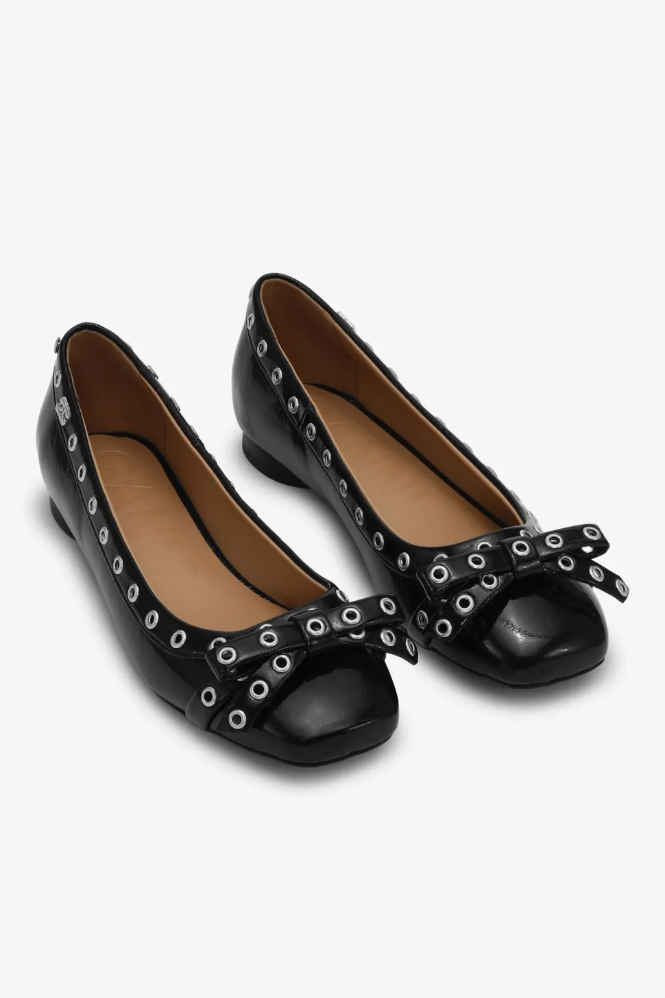 Ganni - Eyelets Bow Ballerina Naplack