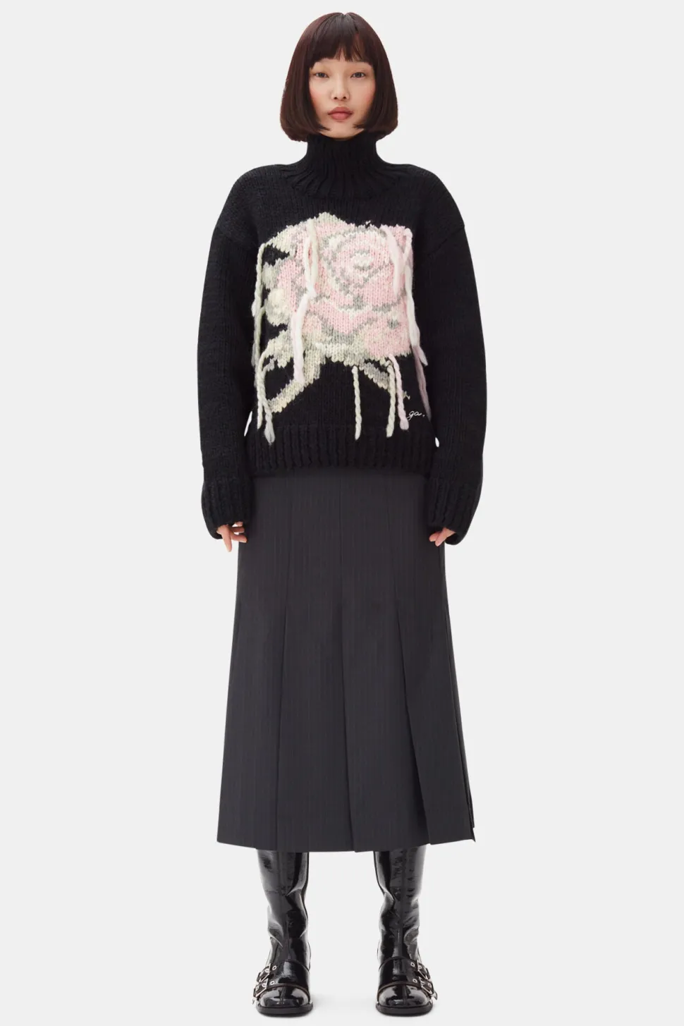 Ganni - Graphic Wool Handknit Turtleneck