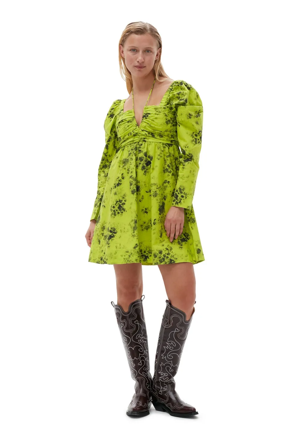 Ganni - Printed Cotton Mini Dress