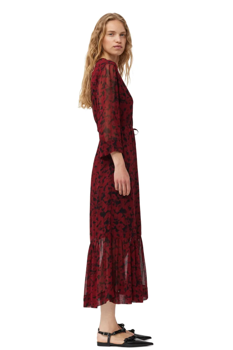 Ganni - Printed light georgette wrap midi dress
