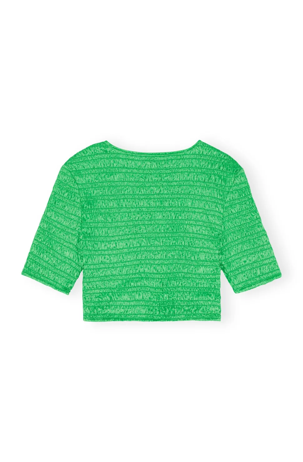 Ganni - Short Blouse Smockée en Satin Froissé