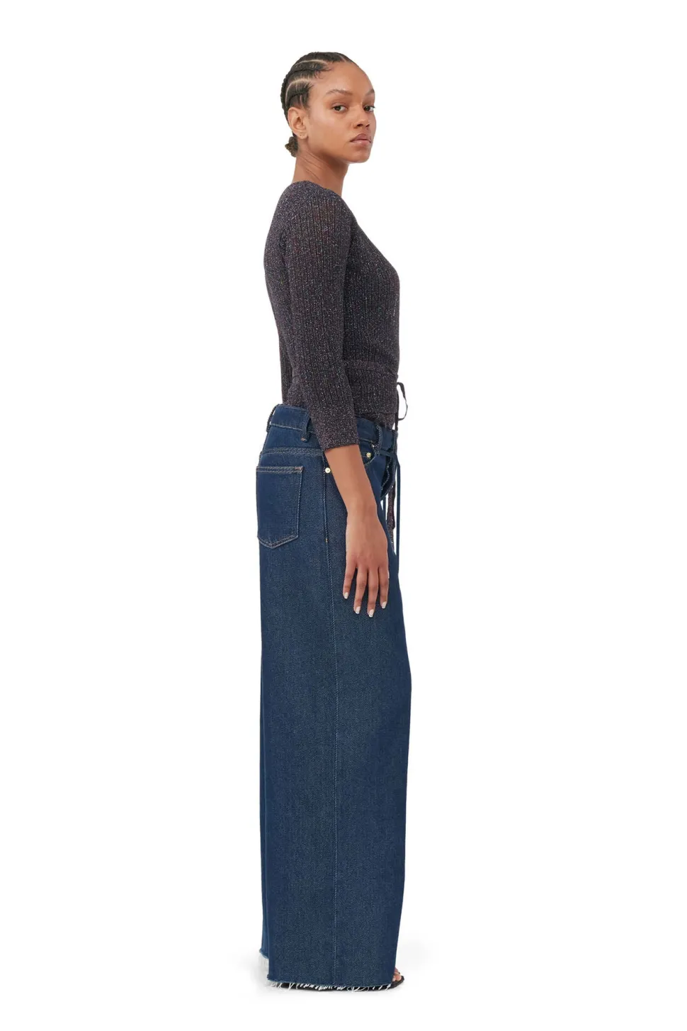 Ganni - Sparkle Rib Wrap Top