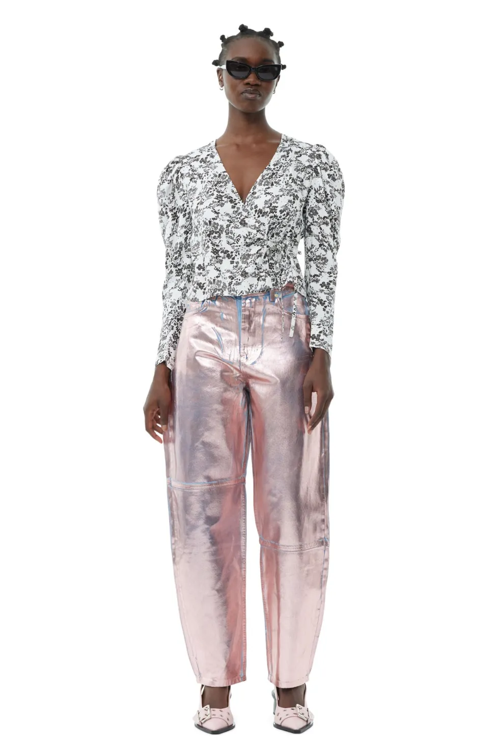Ganni - Viscose Twill Wrap Blouse