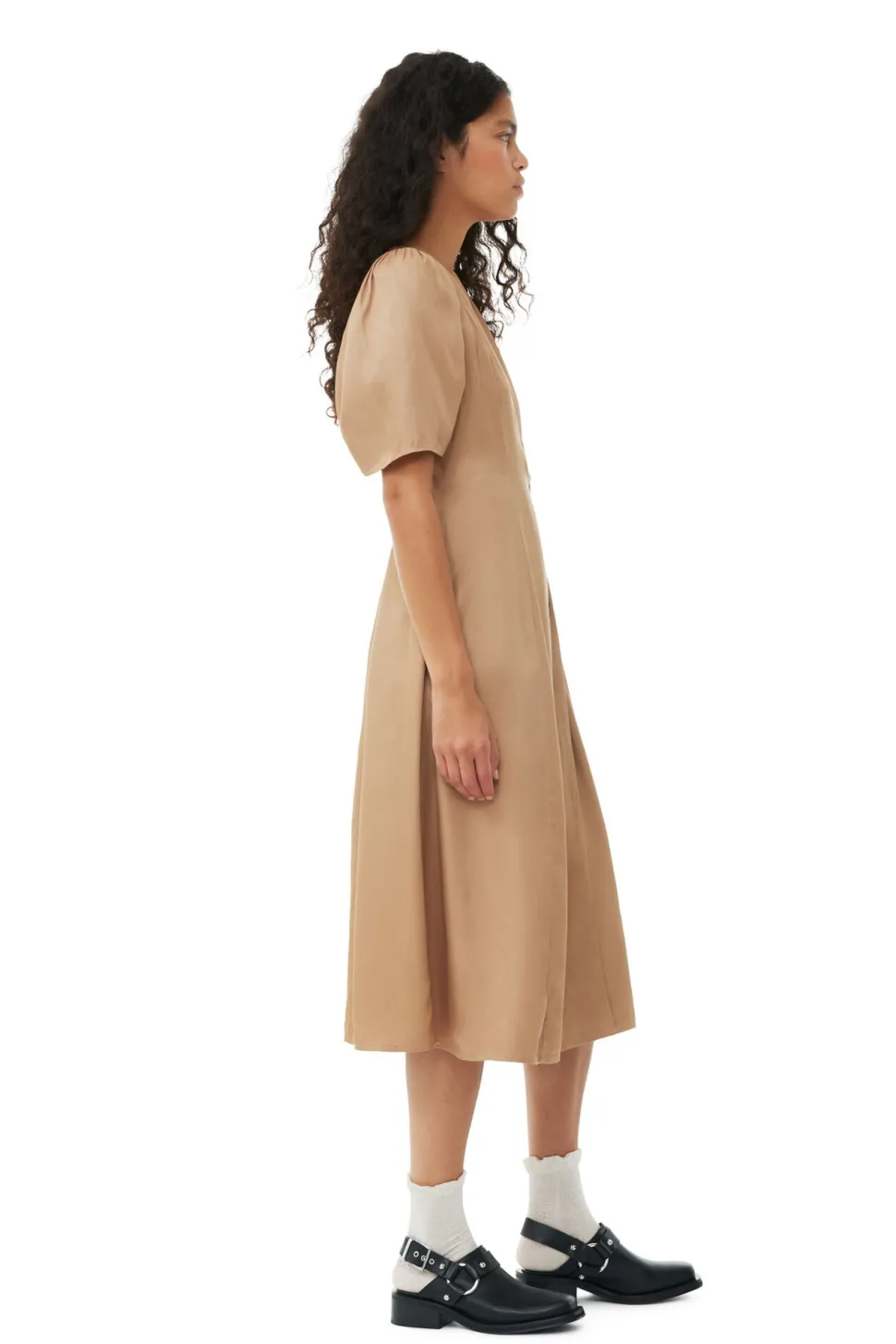 Ganni - Viscose Twill Wrap Midi Dress