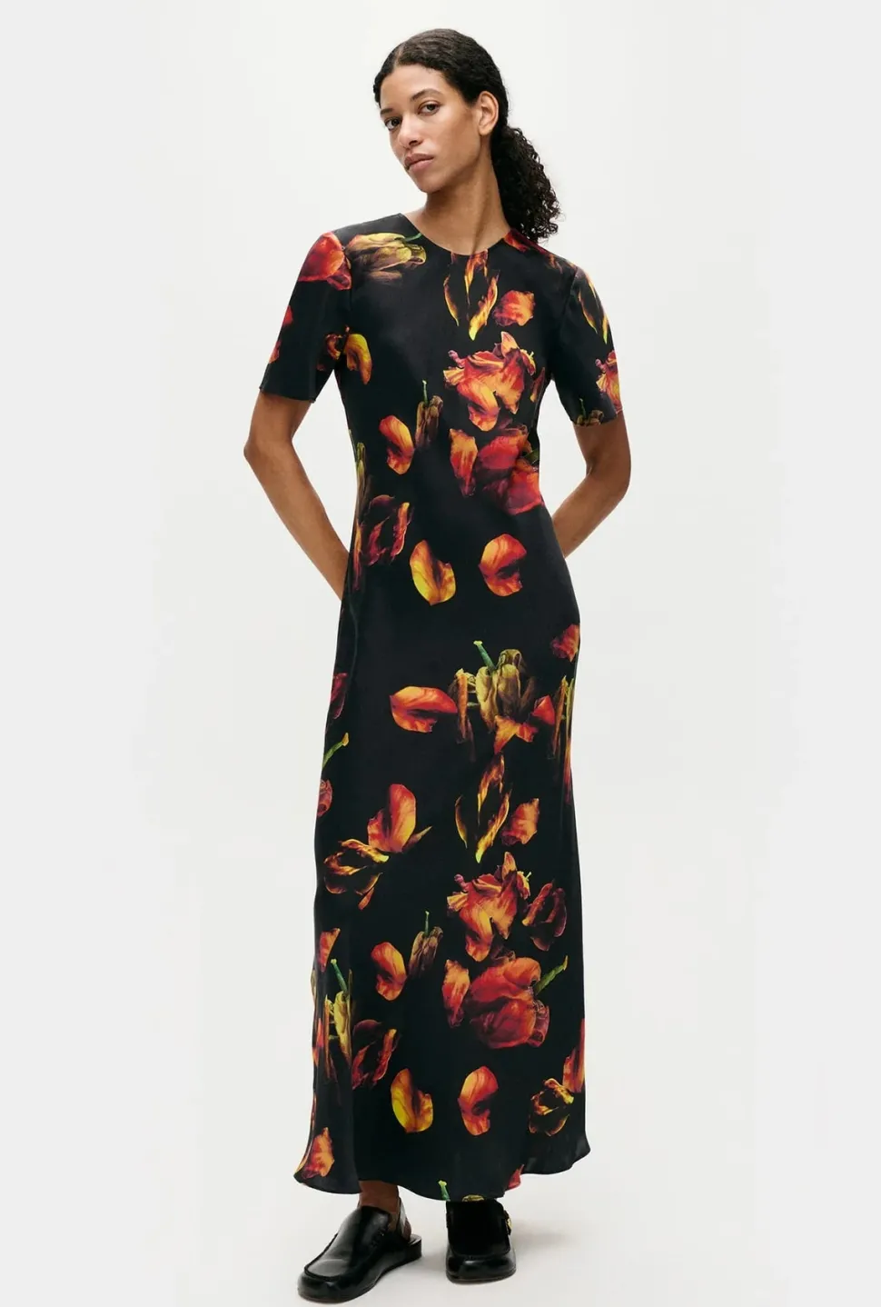 silk laundry - Short Sleeve Bias Cut Dress