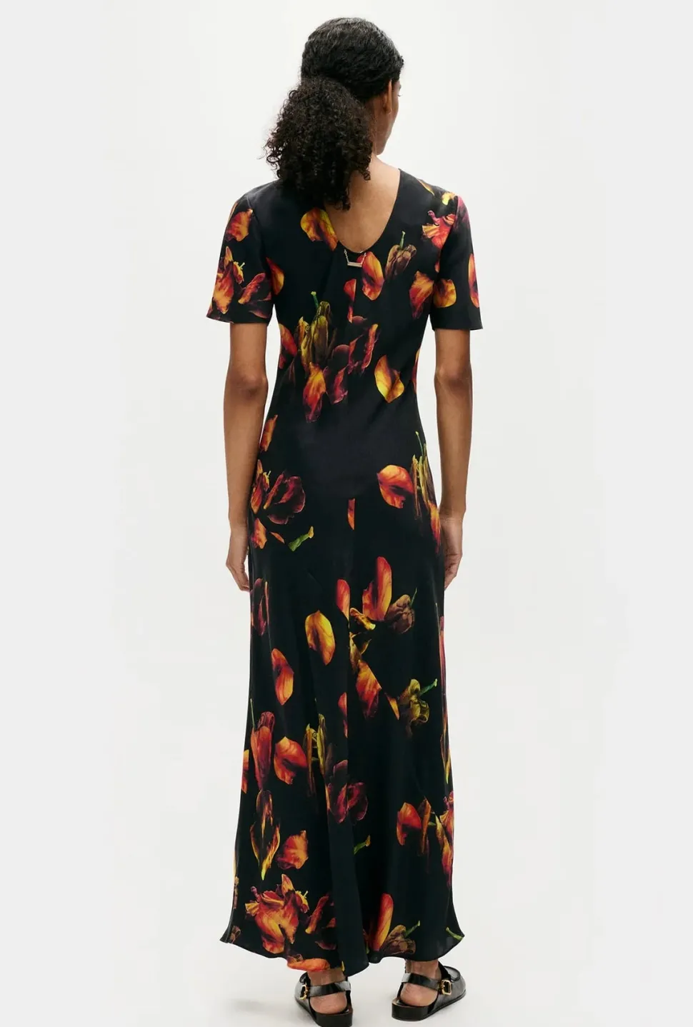 silk laundry - Short Sleeve Bias Cut Dress