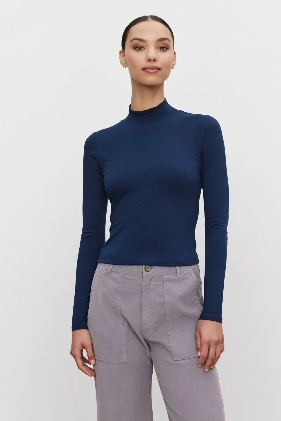Velvet - Nadene Gauzy Whisper Novelty Mock Neck