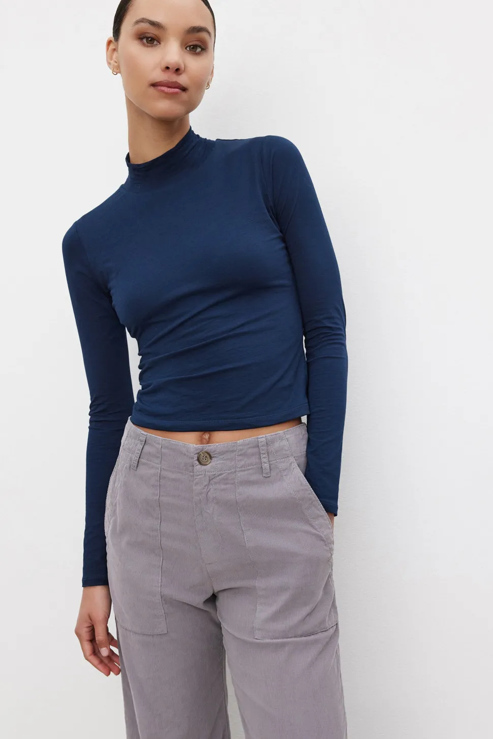 Velvet - Nadene Gauzy Whisper Novelty Mock Neck